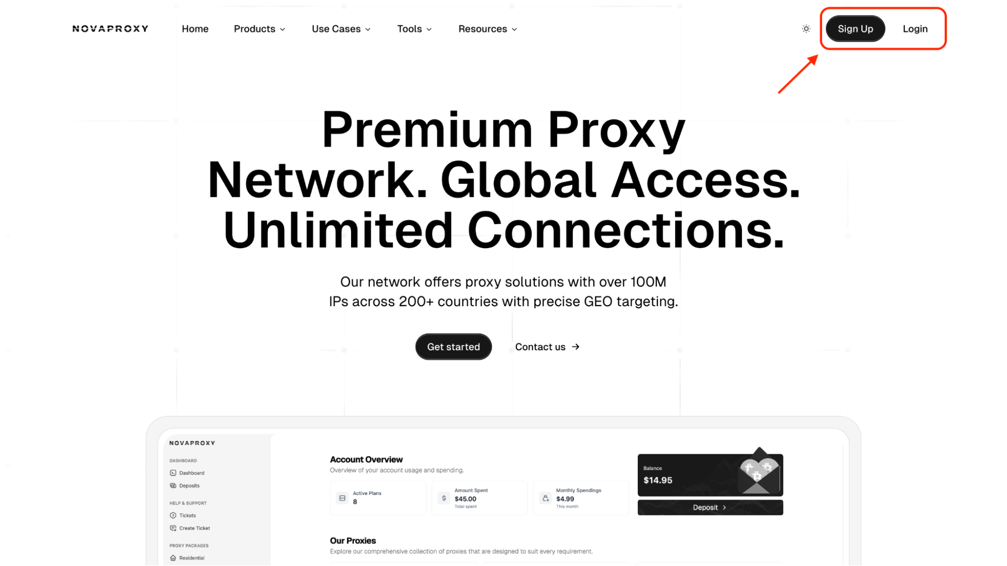 NovaProxy website