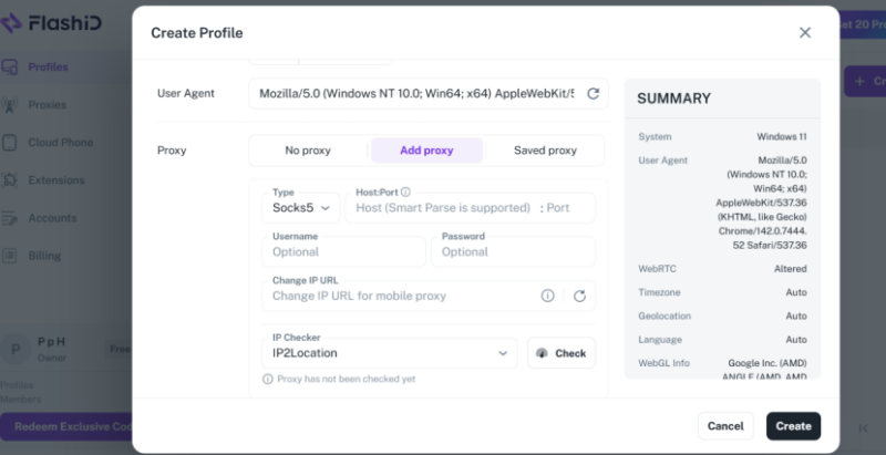 FlashID: Proxy Settings